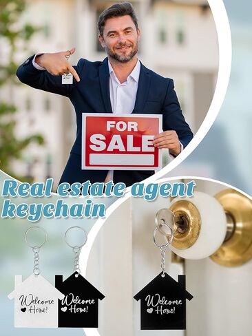 Sureio 18 Pcs House Acrylic Keychain Real Estate Agent Keychain Clear White Black Blank DIY Keychain New Home Keychain Welcome Home Housewarming Gift for Real Estate Agent Supplies, Gifts in Kuwait