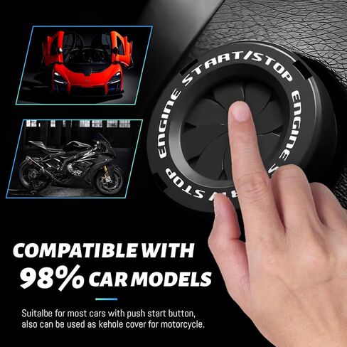 BOMGLING Push Start Button Cover, Rotary Car Engine Push to Start Button Cover, Engine Start Stop Button Cover Decoration DIY Car Gift Fashion,Black in Kuwait