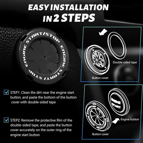 BOMGLING Push Start Button Cover, Rotary Car Engine Push to Start Button Cover, Engine Start Stop Button Cover Decoration DIY Car Gift Fashion,Black in Kuwait