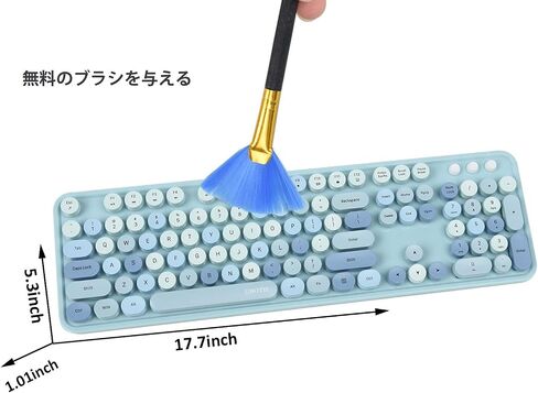UBOTIE Colorful Wireless Keyboard and Mouse Combo (Green-White) | Retro Typewriter Floating Full-Sized Keys Computer Keyboard with Optical Mouse, 2.4GHz USB Connection for Windows Mac in Kuwait