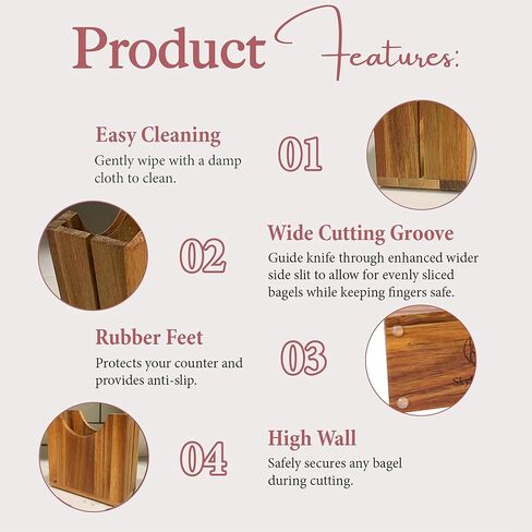 حامل تقطيع الخبز من خشب السنط، قطاعة الخبز الخشبية الفاخرة للخبز الكبير، قطاعة الكعك الإنجليزية والمزيد، حامل الخبز المضاد للانزلاق، قطاعة قطع الخبز مصنوعة يدويًا وسهلة التنظيف in Kuwait
