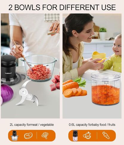 Mini Food Processor 600ML, Meat Grinder 400W, Small Food Processor Mini with 4 Stainless Blades, Electric Food Chopper Suitable for Meat, Vegetables, Fruits, Nuts in Saudi Arabia