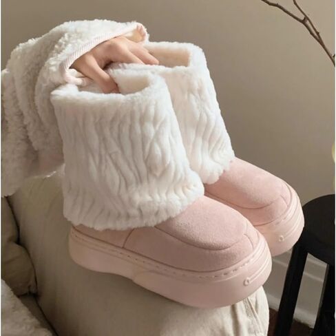 Women's Faux Fur Boot Snow Shoes Fuzzy and Plush Warm Winter Fluffy Kitten Y2k Aesthetic Cute Stuff in Saudi Arabia