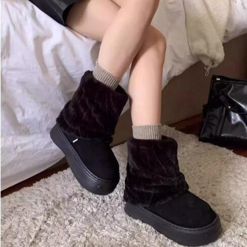 Women's Faux Fur Boot Snow Shoes Fuzzy and Plush Warm Winter Fluffy Kitten Y2k Aesthetic Cute Stuff in Kuwait