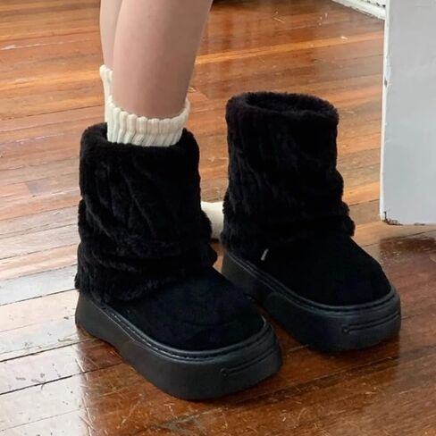 Women's Faux Fur Boot Snow Shoes Fuzzy and Plush Warm Winter Fluffy Kitten Y2k Aesthetic Cute Stuff in Kuwait