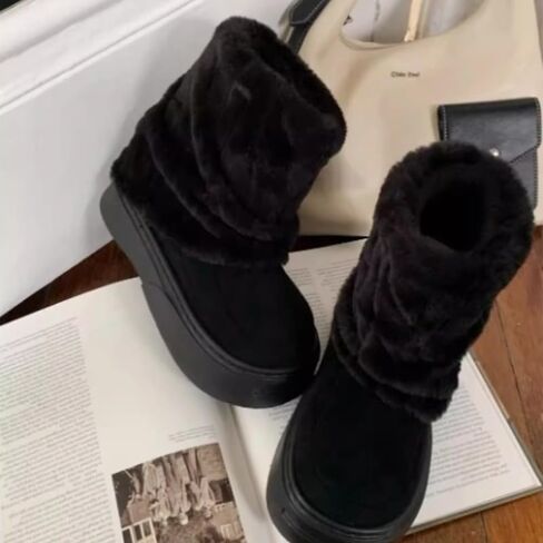Women's Faux Fur Boot Snow Shoes Fuzzy and Plush Warm Winter Fluffy Kitten Y2k Aesthetic Cute Stuff in Kuwait