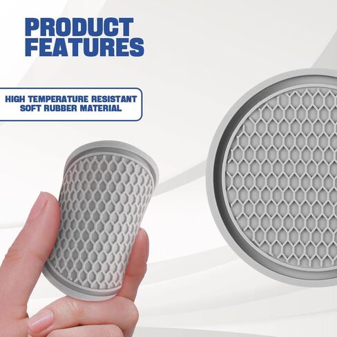 4PCS Car Cup Coaster, 2.75 Inch Universal Auto Car Cup Holder Insert Coasters, Non-Slip Silicone Drink Car Cup Mat, Car Interior Accessories for Women and Men (Red, Drillless) in Kuwait