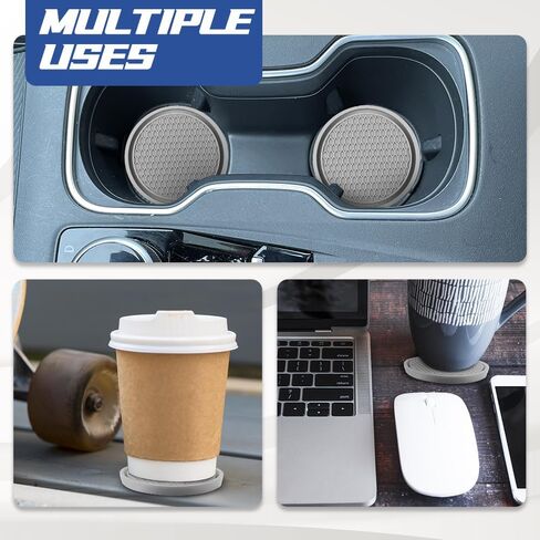 4PCS Car Cup Coaster, 2.75 Inch Universal Auto Car Cup Holder Insert Coasters, Non-Slip Silicone Drink Car Cup Mat, Car Interior Accessories for Women and Men (Red, Drillless) in Kuwait