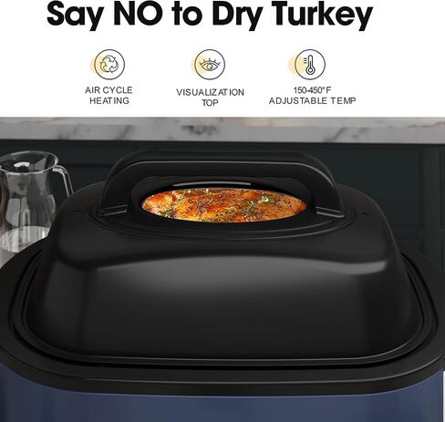30Qt Electric Roaster Oven, with Self-Basting Lid, Removable Pan, Cool-Touch Handles, 1450W Stainless Steel Turkey Roaster Oven, Blue in Saudi Arabia