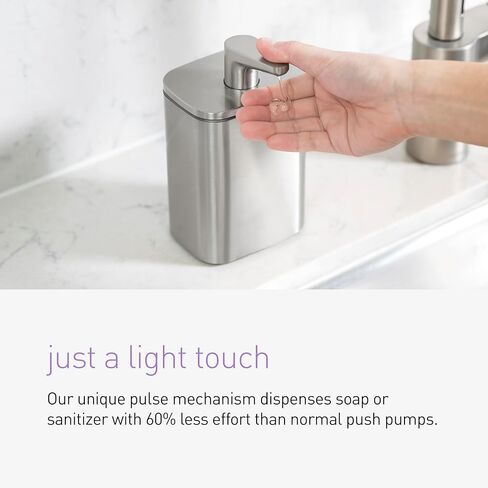 simplehuman 10 oz. Pulse Pump, Liquid Soap Dispenser, Drip Free Hand Soap Pump, White Stainless Steel in Kuwait