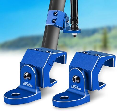 2 قطعة حامل علم UTV، حامل ضوء سوط عالي التحمل قابل للتعديل لقفص احترافي متوافق مع Polaris Ranger General Can-am Maverick Trail/ Sport Defender Commander 2021+ (أسود) in Kuwait