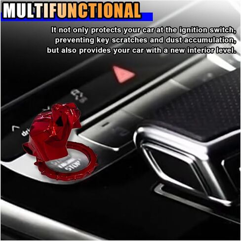 Car Push to Start Button Cover, Zinc Alloy Engine Start Stop Button Cover Sticker, Vehicle Ignition Switch Cover, Button Decoration Ring Protective Cover, Bully Dog Car Interior Accessories (Silver) in Saudi Arabia