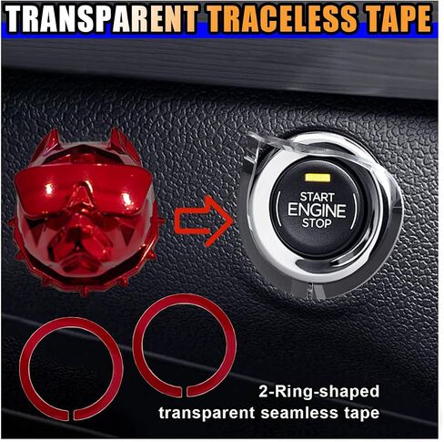 Car Push to Start Button Cover, Zinc Alloy Engine Start Stop Button Cover Sticker, Vehicle Ignition Switch Cover, Button Decoration Ring Protective Cover, Bully Dog Car Interior Accessories (Silver) in Saudi Arabia