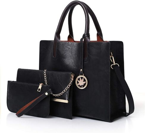 Women Handbags Sets 3 Pcs Large Capacity Handbag Chain Shoulder Bag Clutch Purse in Kuwait