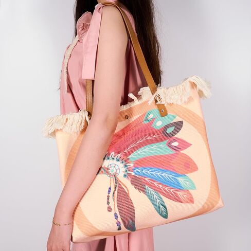 Canvas Tote Bag for Women,15 Inch Large Cotton Aesthetic Casnal Handbag,Big Capacity Everyday Bag for Work Travel in Saudi Arabia
