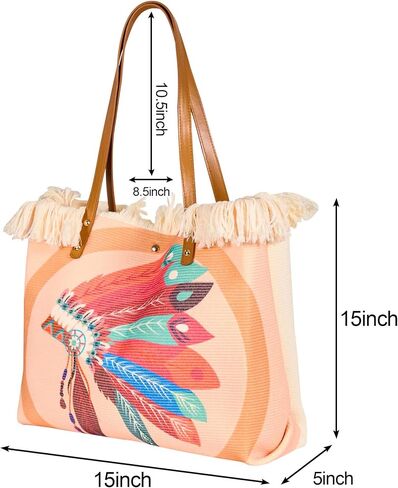 Canvas Tote Bag for Women,15 Inch Large Cotton Aesthetic Casnal Handbag,Big Capacity Everyday Bag for Work Travel in Saudi Arabia