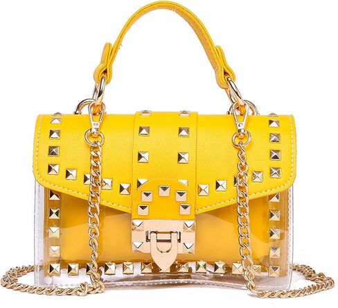 Clear Purses for Women, Stadium Approved Clear Bag Small Rivet Chain Shoulder Bag Crossbody Trendy for Concerts Sports in Saudi Arabia