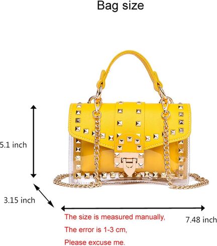 Clear Purses for Women, Stadium Approved Clear Bag Small Rivet Chain Shoulder Bag Crossbody Trendy for Concerts Sports in Saudi Arabia