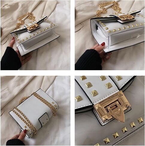 Clear Purses for Women, Stadium Approved Clear Bag Small Rivet Chain Shoulder Bag Crossbody Trendy for Concerts Sports in Saudi Arabia