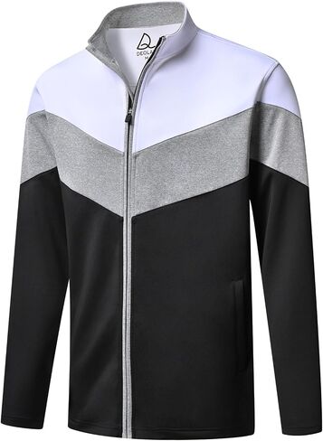 DEOLAX Men Track Jacket Full Zip UP Light Outdoor Sweatshirt Fashion Long Sleeve Casual Golf Jackets for Men Outerwear in Kuwait