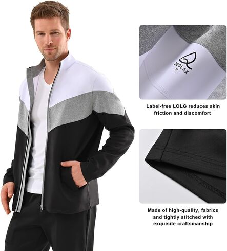 DEOLAX Men Track Jacket Full Zip UP Light Outdoor Sweatshirt Fashion Long Sleeve Casual Golf Jackets for Men Outerwear in Kuwait