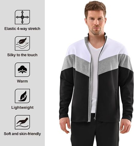 DEOLAX Men Track Jacket Full Zip UP Light Outdoor Sweatshirt Fashion Long Sleeve Casual Golf Jackets for Men Outerwear in Kuwait