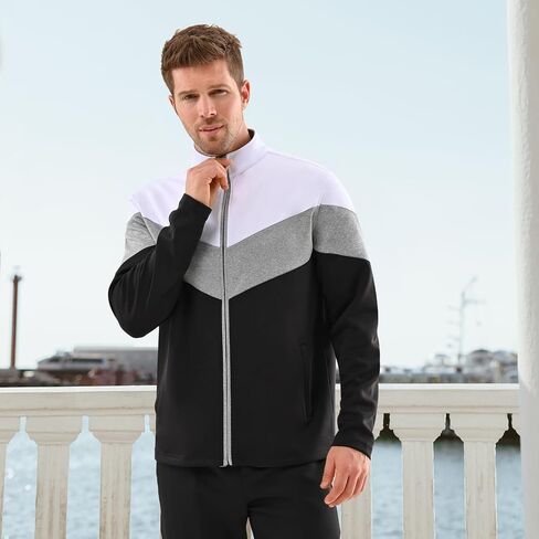 DEOLAX Men Track Jacket Full Zip UP Light Outdoor Sweatshirt Fashion Long Sleeve Casual Golf Jackets for Men Outerwear in Kuwait