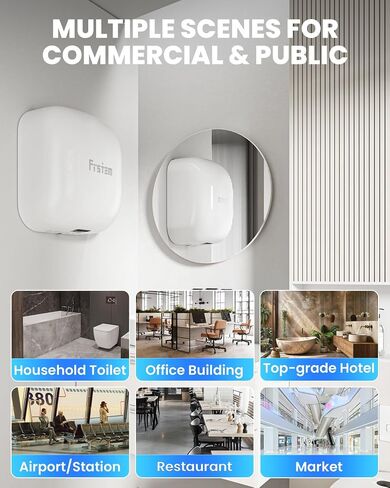 1400W Commercial Hand Dryers, Automatic High Speed Hand Dryer Machine with Auto-Infrared Sensor&Smart Temp Control, Air Wiper Compact Hand Dryer for Home, Bathrooms, Restaurants, Hotels, Black in Saudi Arabia