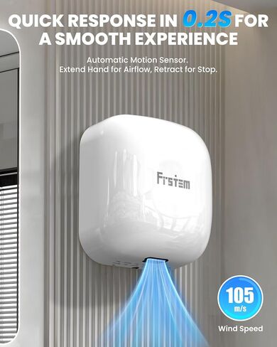1400W Commercial Hand Dryers, Automatic High Speed Hand Dryer Machine with Auto-Infrared Sensor&Smart Temp Control, Air Wiper Compact Hand Dryer for Home, Bathrooms, Restaurants, Hotels, Black in Saudi Arabia