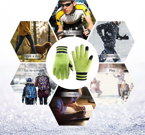 HANDLANDY Kids Gloves Winter Touchscreen Cycling Outdoors Sports Gloves with Grip for Boys Girls Toddler 2-13 Years in Saudi Arabia