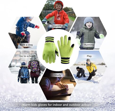 HANDLANDY Kids Gloves Winter Touchscreen Cycling Outdoors Sports Gloves with Grip for Boys Girls Toddler 2-13 Years in Saudi Arabia