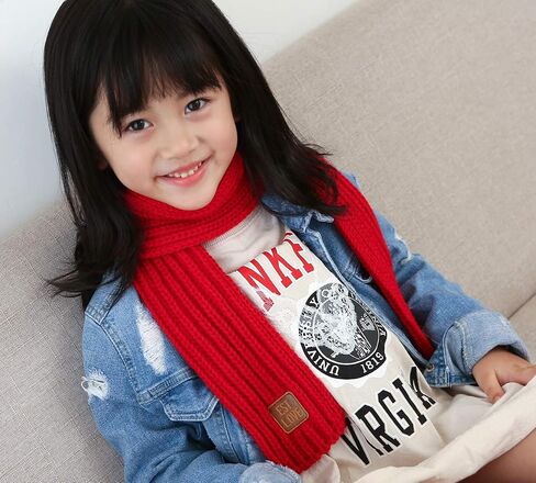 Kids Winter Knitted Warm Scarf Boys Girls Toddlers Solid Color Soft Scarfs Neck Warmer in Kuwait