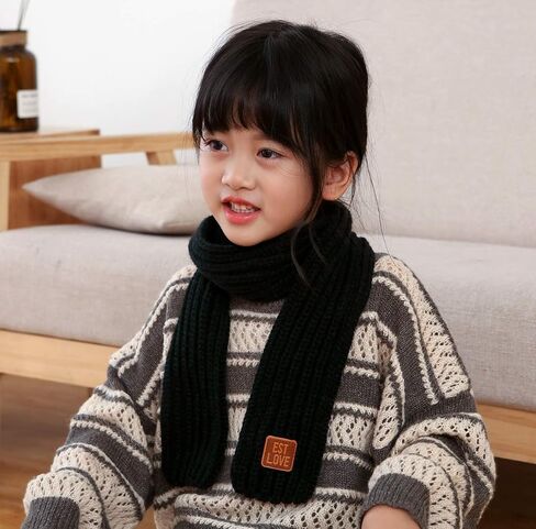 Kids Winter Knitted Warm Scarf Boys Girls Toddlers Solid Color Soft Scarfs Neck Warmer in Kuwait