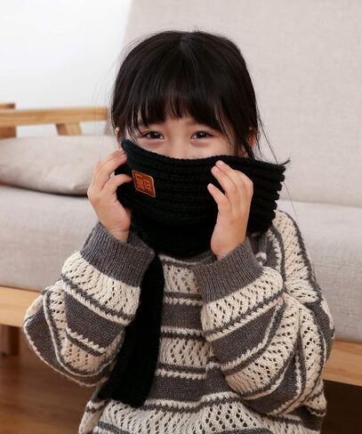 Kids Winter Knitted Warm Scarf Boys Girls Toddlers Solid Color Soft Scarfs Neck Warmer in Kuwait
