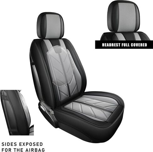 Car Seat Covers for Jeep Wrangler JK JL Fit 4 Door 2018-2024 JK JL Sahara Rubicon Unlimited Altitude Truck Waterproof Automotive Faux Leather Seat car Cushion Set(Black+Gray, Front Seat) in Saudi Arabia