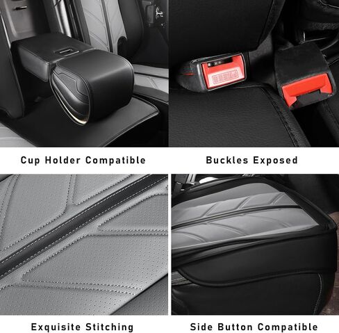 Car Seat Covers for Jeep Wrangler JK JL Fit 4 Door 2018-2024 JK JL Sahara Rubicon Unlimited Altitude Truck Waterproof Automotive Faux Leather Seat car Cushion Set(Black+Gray, Front Seat) in Saudi Arabia