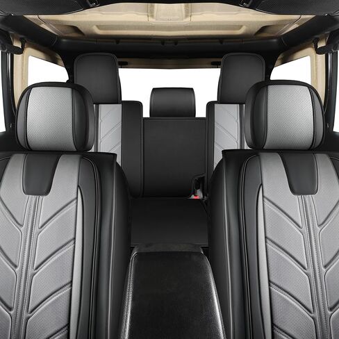 Car Seat Covers for Jeep Wrangler JK JL Fit 4 Door 2018-2024 JK JL Sahara Rubicon Unlimited Altitude Truck Waterproof Automotive Faux Leather Seat car Cushion Set(Black+Gray, Front Seat) in Saudi Arabia