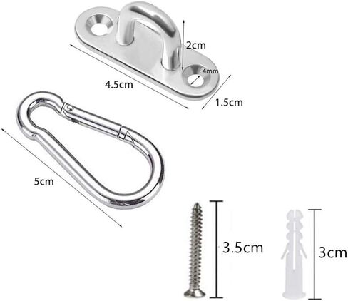 HOMPER 4Pcs M6 304 Stainless Steel Oblong Pad Eye Plate, Marine Hardware Staple Hook Loop with 12 Screws and Plastic Plugs in Saudi Arabia