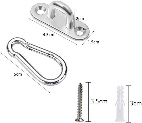 HOMPER 4Pcs M6 304 Stainless Steel Oblong Pad Eye Plate, Marine Hardware Staple Hook Loop with 12 Screws and Plastic Plugs in Saudi Arabia