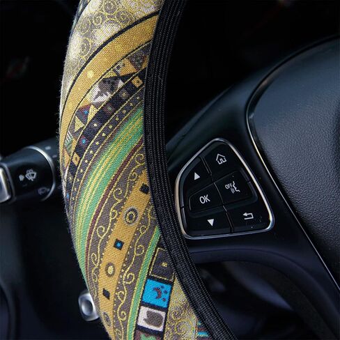 3 Pack Boho Steering Wheel Cover with Car Cup Holder Coasters Universal Baja Hippie Bohemian Style Steering Wheel Covers Cute Car Steering Wheel Cover for Women Girl 15 Inch (Yellow) in Saudi Arabia