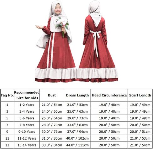 IDOPIP Kids Girls Muslim Abayas Dress with Hijab 2PCS Outfits Long Sleeve Maxi Kaftan Dresses Ramadan Islamic Prayer Clothes in Saudi Arabia