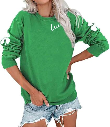 Susongeth St. Patrick's Day Sweatshirt for Women Irish Shamrock Pullover Shirts Tops Raglan Sleeve Lucky Leaf Clover Shirt in Kuwait