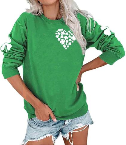 Susongeth St. Patrick's Day Sweatshirt for Women Irish Shamrock Pullover Shirts Tops Raglan Sleeve Lucky Leaf Clover Shirt in Kuwait