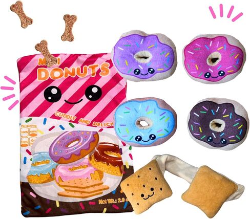 Donut Dog Snuffle Toys, Squeaky Crinkle Interactive Dog Toys, Dog Enrichment Treat Puzzle for Boredom and Mental Stimulation, Puppies, Small and Medium Dogs in Saudi Arabia