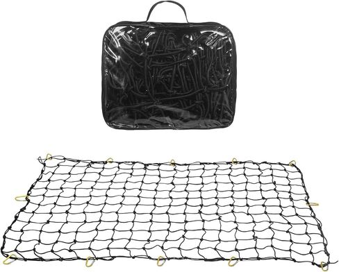 VEVOR Truck Bed Cargo Net 4 × 6 بوصة تمتد إلى 7.2 × 10.8 بوصة، شبكة صغيرة 4 × 4 بوصة شبكة شحن بنجي شديدة التحمل مع 12 حلقة تسلق فولاذية على شكل D، حقيبة تخزين، مناسبة للبيك اب، الجيب، سيارات الدفع الرباعي، جَرَّار in Saudi Arabia