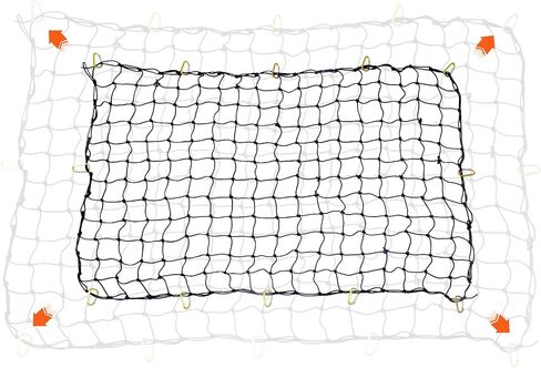 VEVOR Truck Bed Cargo Net 4 × 6 بوصة تمتد إلى 7.2 × 10.8 بوصة، شبكة صغيرة 4 × 4 بوصة شبكة شحن بنجي شديدة التحمل مع 12 حلقة تسلق فولاذية على شكل D، حقيبة تخزين، مناسبة للبيك اب، الجيب، سيارات الدفع الرباعي، جَرَّار in Saudi Arabia
