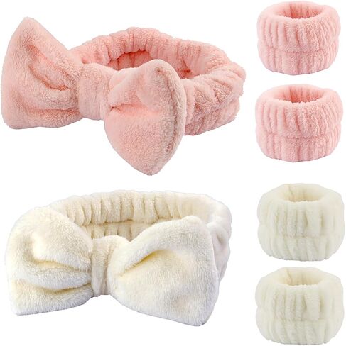 Wrist Towels for Washing Face spa Wristbands and Headband Microfiber Quick Dry Absorbent Wristbands for Girls Men Makeup 6PCS Arm Bands Set(Black&Grey) in Saudi Arabia
