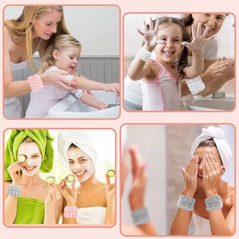 Wrist Towels for Washing Face spa Wristbands and Headband Microfiber Quick Dry Absorbent Wristbands for Girls Men Makeup 6PCS Arm Bands Set(Black&Grey) in Saudi Arabia