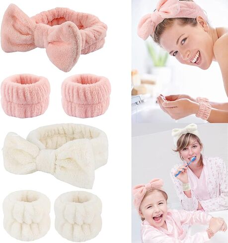 Wrist Towels for Washing Face spa Wristbands and Headband Microfiber Quick Dry Absorbent Wristbands for Girls Men Makeup 6PCS Arm Bands Set(Black&Grey) in Saudi Arabia