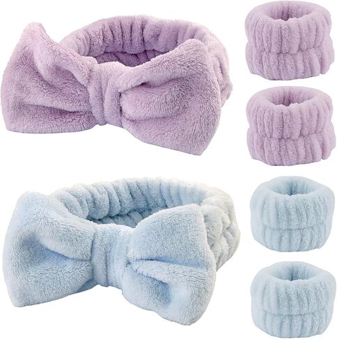 Wrist Towels for Washing Face spa Wristbands and Headband Microfiber Quick Dry Absorbent Wristbands for Girls Men Makeup 6PCS Arm Bands Set(Black&Grey) in Saudi Arabia